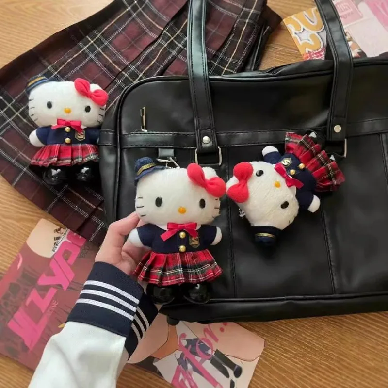 

New Kawaii Sanrio Hello Kittys JK Skirt Plush Doll Cute Anime Girl Bag Charm Cartoon Plush Keychain Decorative Toy Holiday Gift