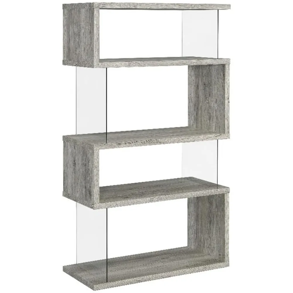 

Gray Modern Zigzag 4-Tier Wooden Bookshelf
