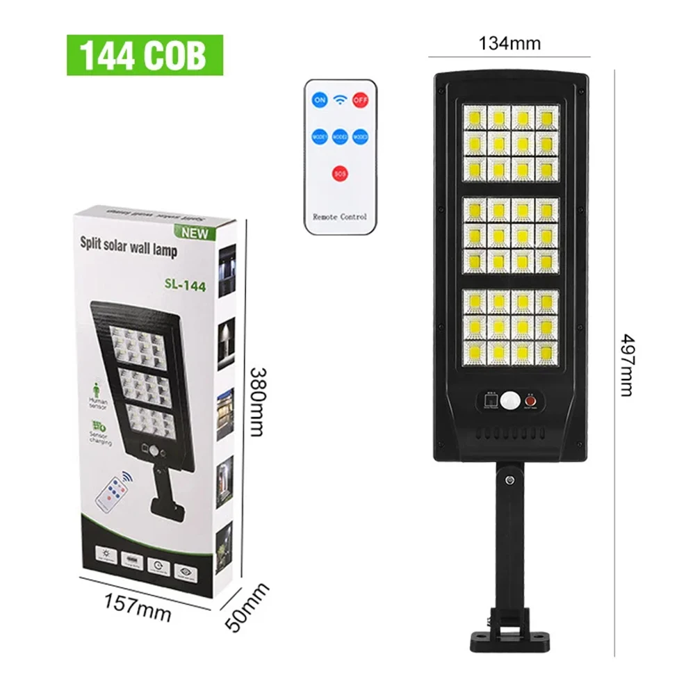 Krachtige Led Solar Light Outdoor 144led Cob Commerciële Zonne-Straat Licht Bewegingssensor Lamp Schemering Dageraad Straatlicht Voor Garage