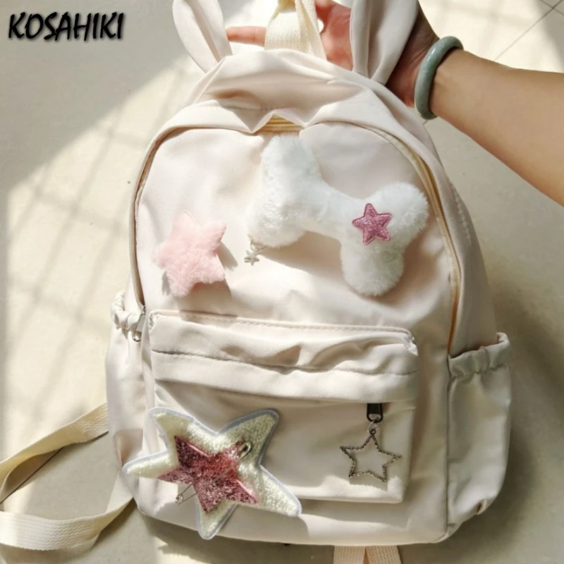 Japanese Fashion Sweet Y2k Aesthetic Backpack Women Kawaii Cute Star Schoolbags Korean Chic Girls Casual Backpacks for Students