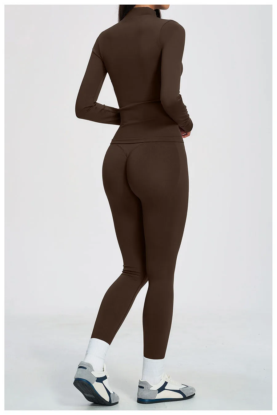 Nahtloses Yoga-Set 3-teilig, Sportbekleidung für Damen, Langarm-Trainingsanzug, Fitness-Set, Sport-BH, Leggings, Sportanzug – Detail 22