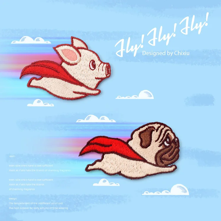 

Cute Embroidered Flying Pig Iron On Patch DIY Clothes Repair Small Backed Adhesive Fashion Decor