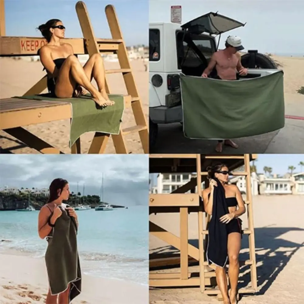 Multifunctional Outdoor Magnetic Bath Towel Portable Beach Towel Magnet Towels Quick-drying Coral Fleece Outdoor Bath Towel