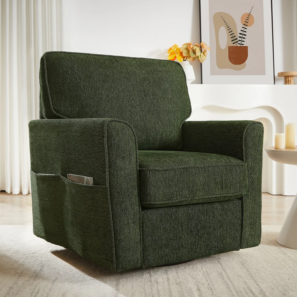 

Swivel Chair Accent Barrel Armchair Swivel Sofa Chair with Side Pockets for Living Room, Bedroom