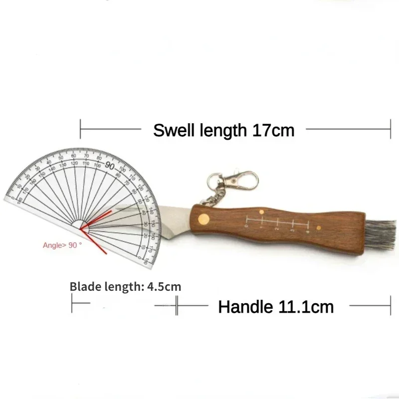 New Outdoor multifunctional stainless steel folding knife, mini mushroom knife EDC, sharp wooden handle, survival knife