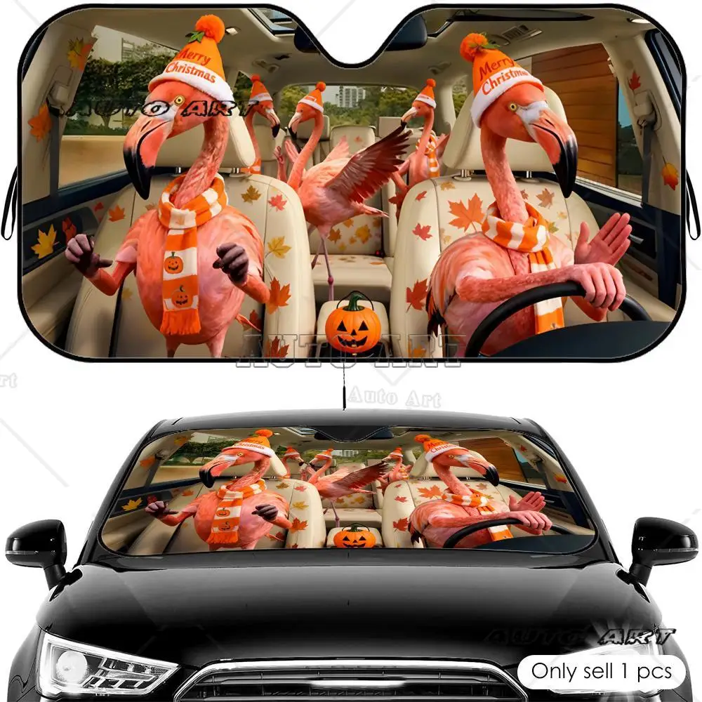 Flamingo Family DRIVING  Sun Visor Foldable Universal Car Windshield Sun Shade UV Protection Heat Insulation Foldable Cover