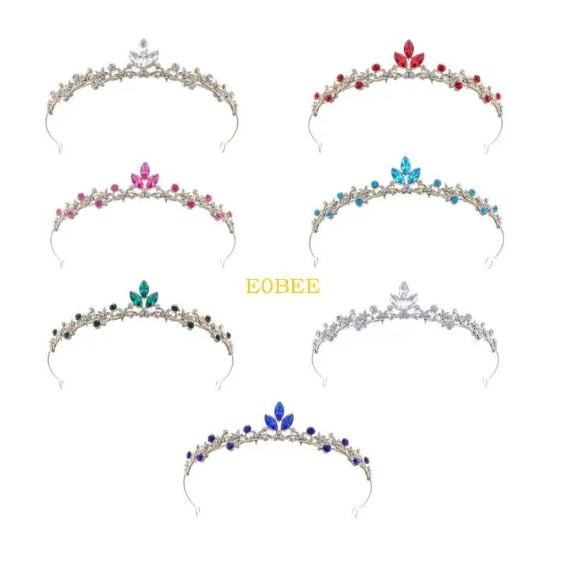 E0BE Girls Royal Crown مع أحجار الراين المتلألئة المجوهرات الأنيقة مثالية لحفلات الزفاف والحفلات ذات الطابع تحت عنوان #1