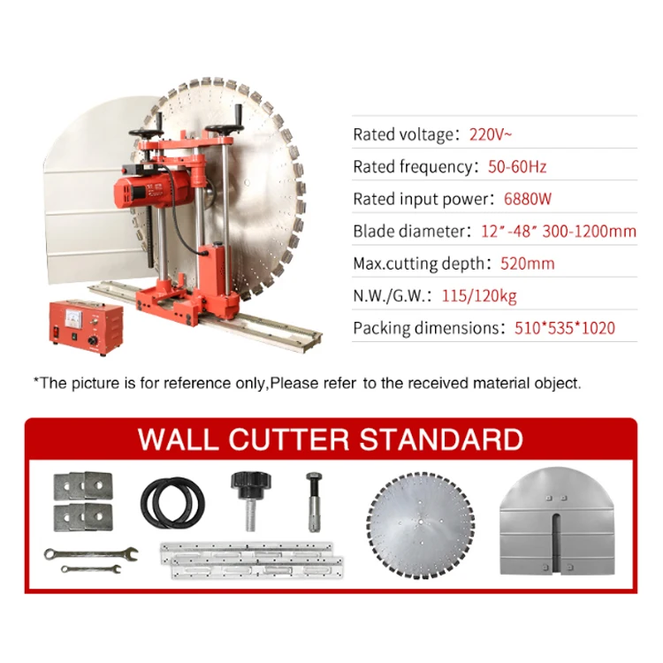 YYHC800mm 1000mm 1200mm fully automatic concrete wall electric wall saw  cutter double motor max cutting depth 520mm