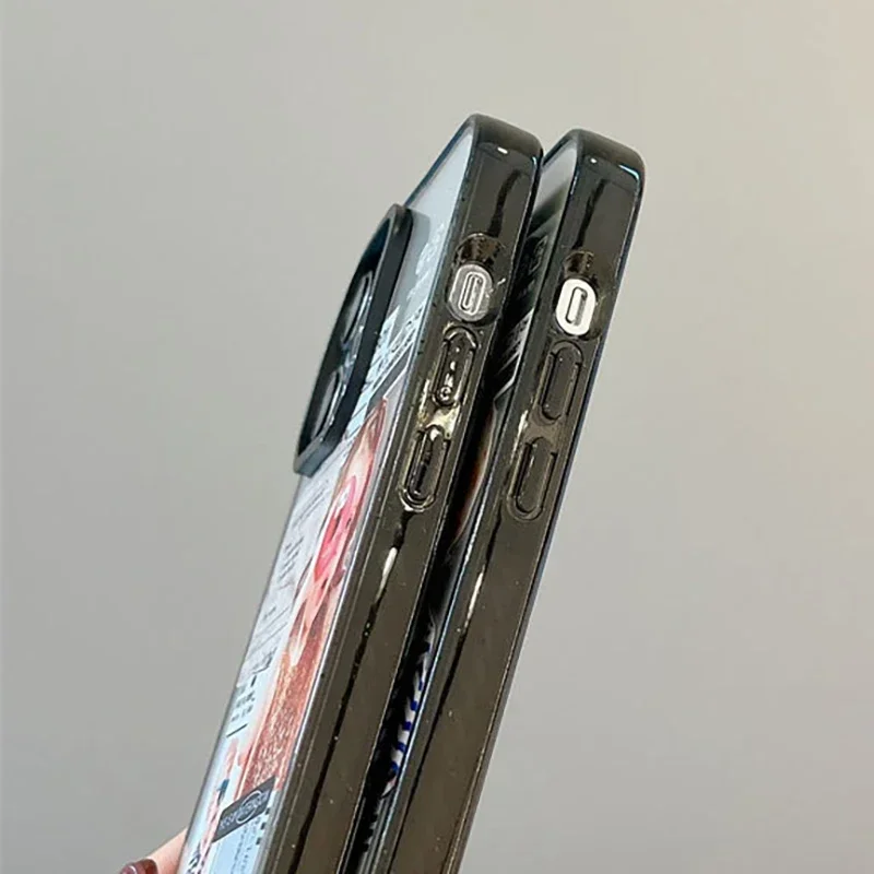 Chica de Tiantian Circle mejora cubierta de la caja del teléfono con borde acrílico para IPhone 11 12 13 14 15 16 Pro Max funda para IPhone 16 ProMax