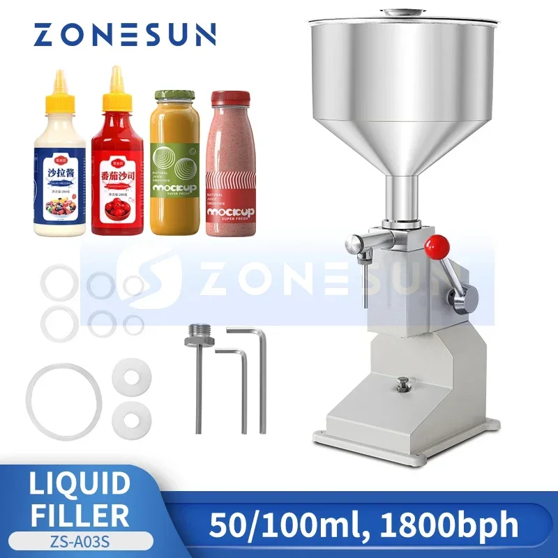 

ZONESUN Ручная машина для розлива жидкой пасты, наполнитель для блеска для губ, оборудование для дозирования шампуня ZS-A03S