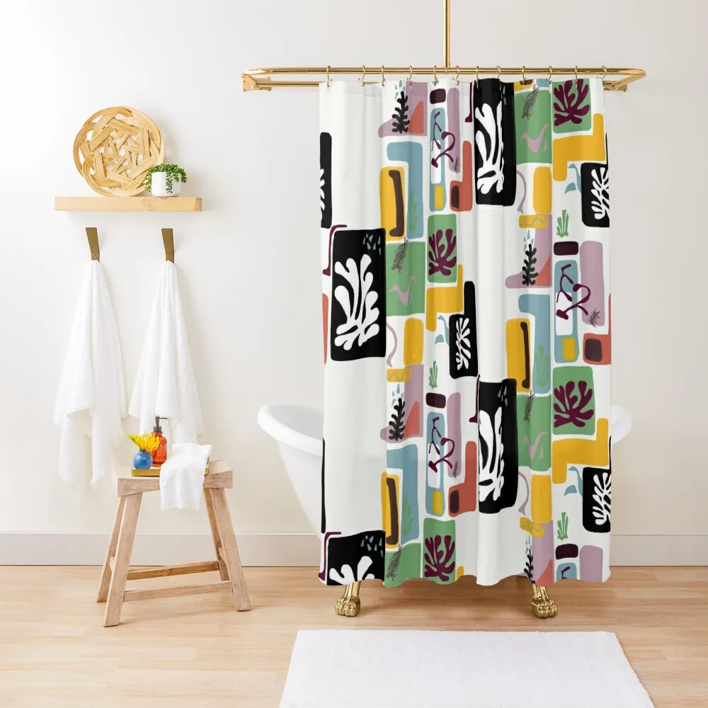 

Matisse Inspired Paper Cut 2 Shower Curtain Bathtub Waterproof Fabric Bathroom Curtain