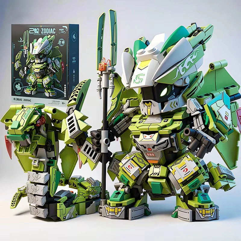 

2in1 Transformable Robot Building Blocks City Animal Series Snake Model Mecha Warrior Building Blocks Boys Toy Kids Gift