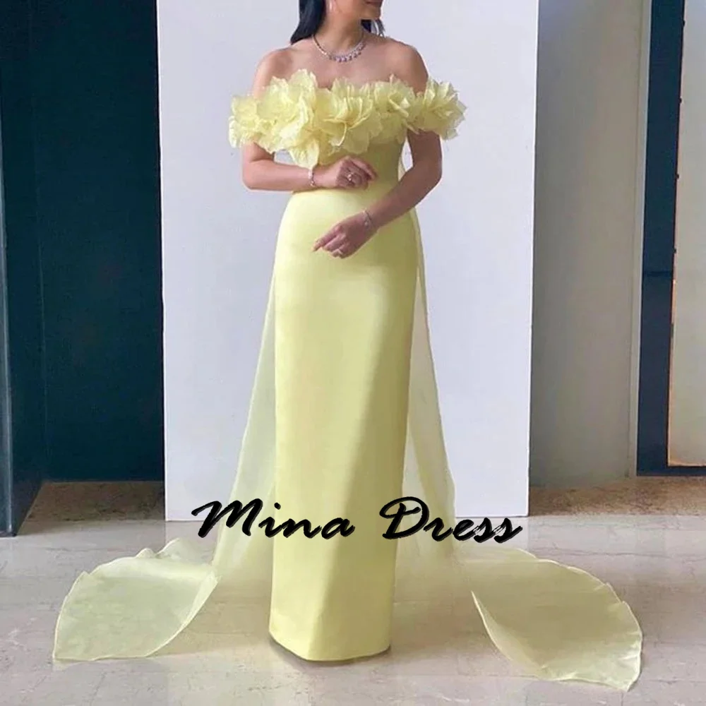 Mina Off the Shoulder Evening Dresses Woman Elegant Luxury Evening Dress 2024 Dubai Sleeveless Applique Prom Dresses Sale Party