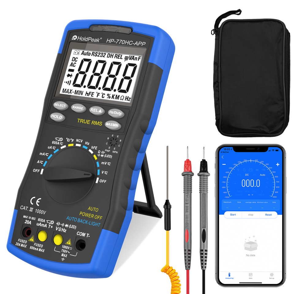  HoldPeak HP-770HC-APP-C TRMS6000 Auto-Ranging Digital Multimeter Wide Range Chip Multifunctional Measurement 