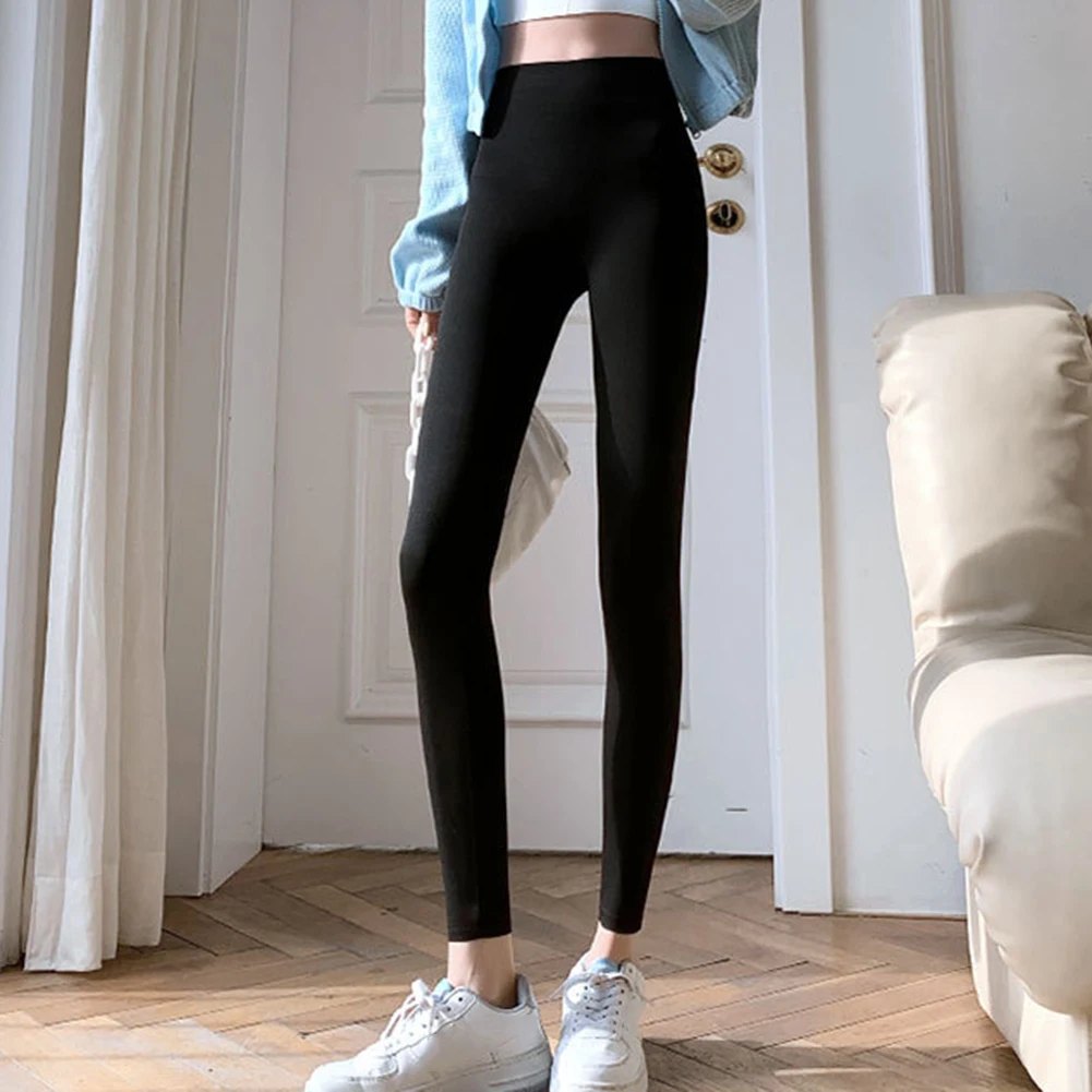 Leggings slim fit Leggings a vita alta Gite casual Tessuto microelasticità Design tinta unita Adatto per tutte le stagioni