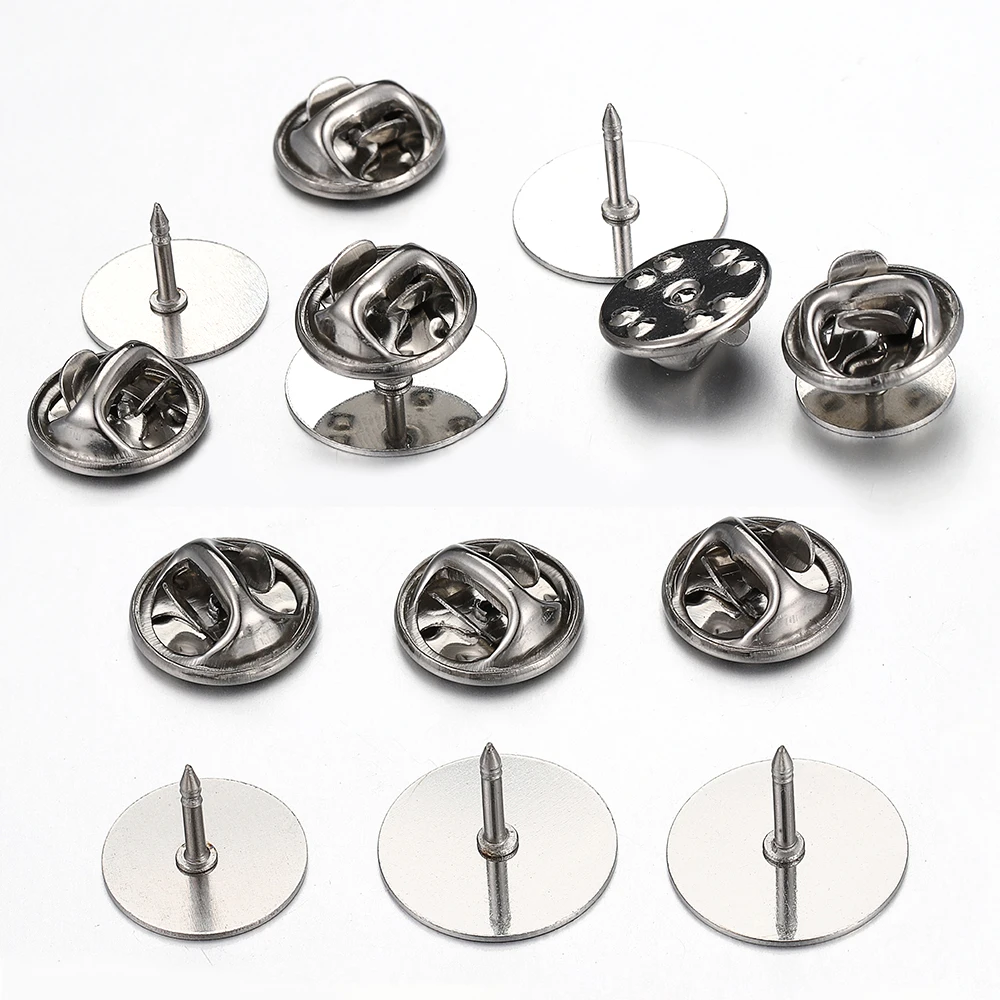 10 PS Stainless Steel Butterfly Hat Tack Set Brooch Flat Pin Base Cabochon Cufflinks Tie Pins DIY Jewelry Making Supplies Crafts