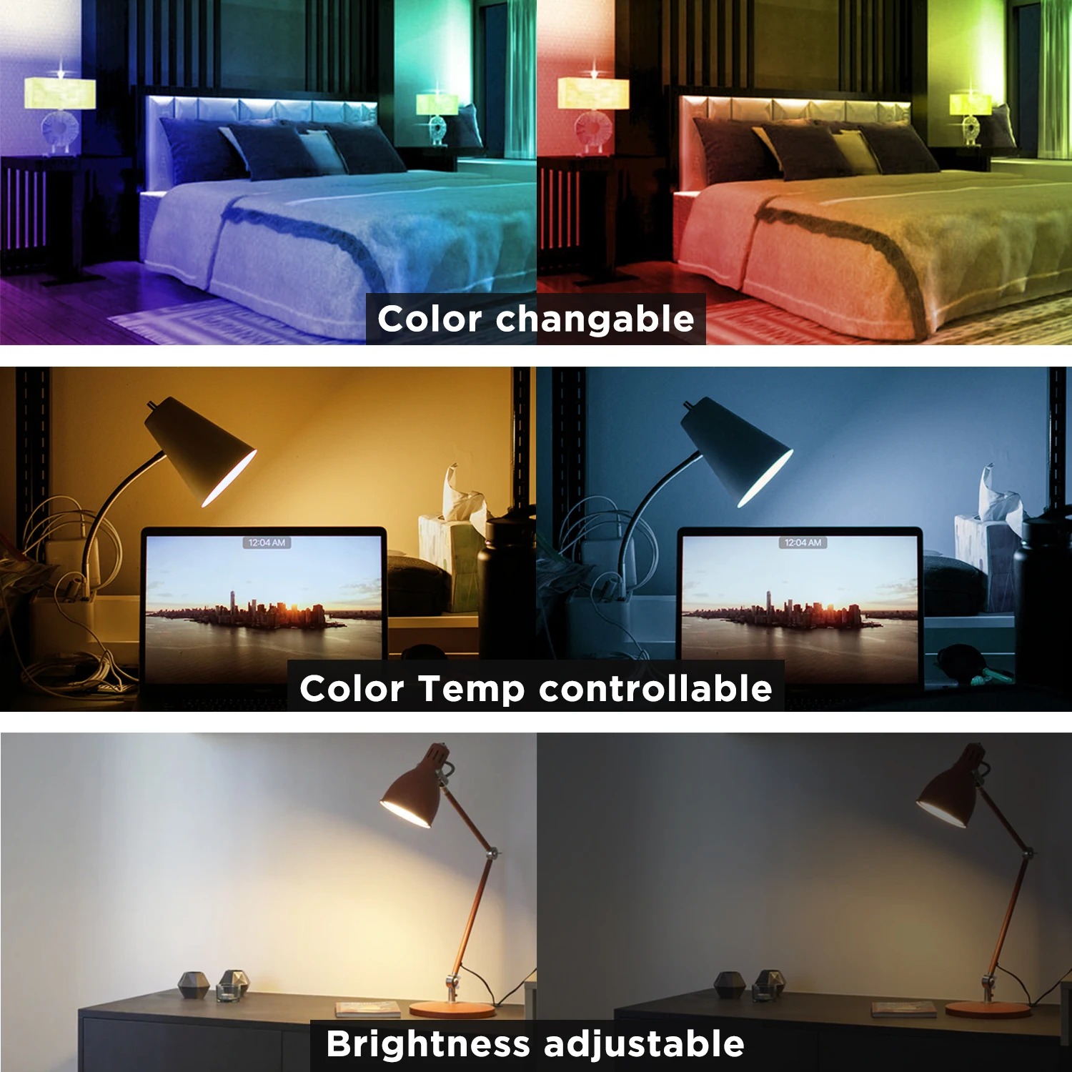 Remote Control Led Lights Strip 2.4G RGBCCT 6 Zone Group Control RF Remote Control Work with Pro Series LED Bulb Spotlight