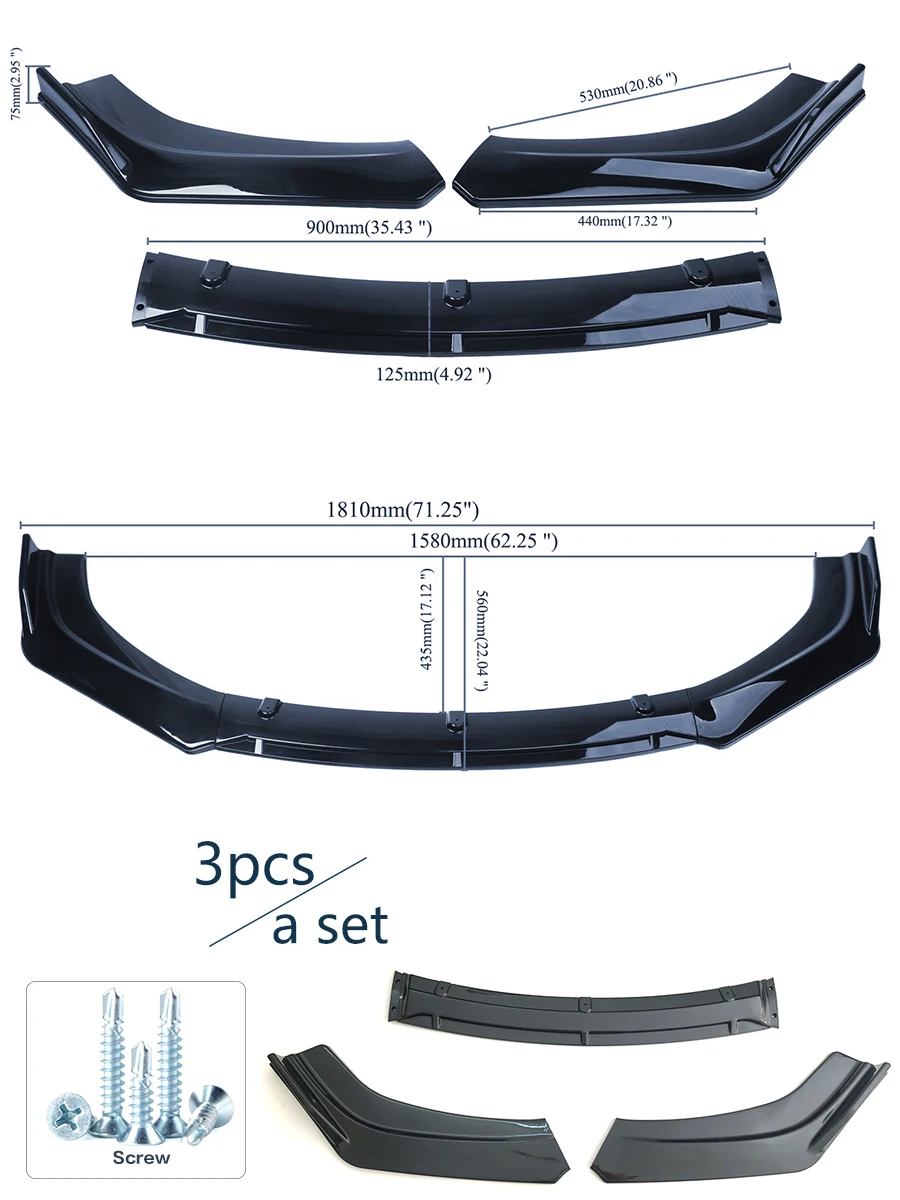 Front Bumper Spoiler for Volkswagen Passat B7 Sedan Splitter Protector Plate Lip Type D Body Kit Skirts Glossy Black view 6