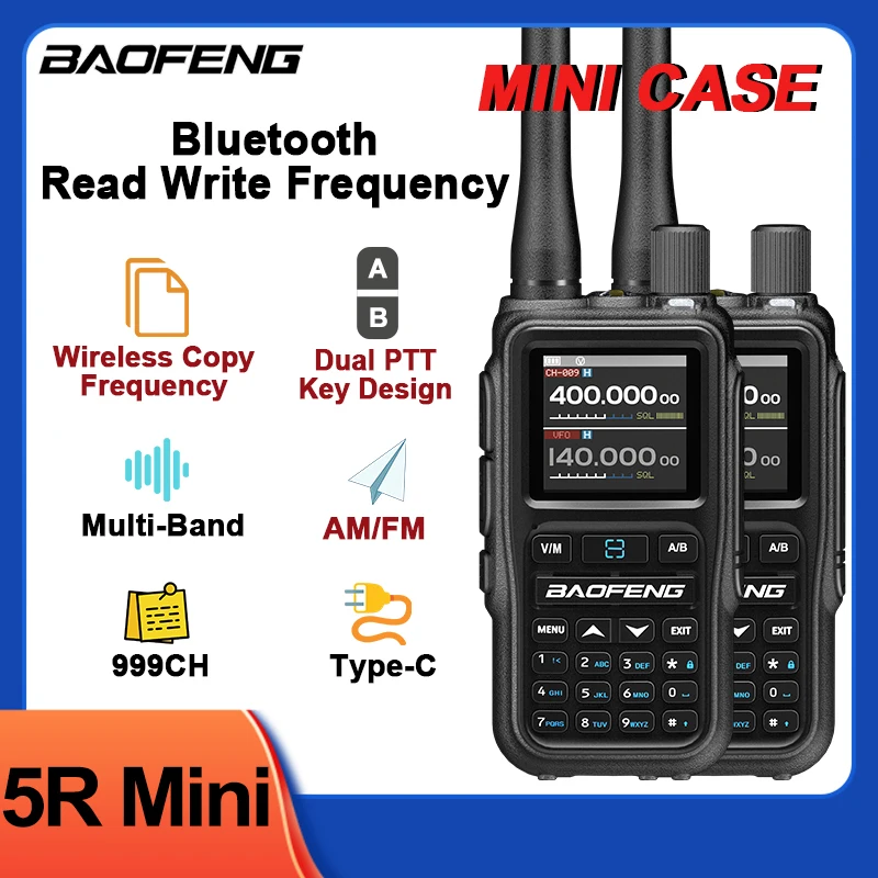 

Baofeng 5R Mini Walkie Talkie Multi Band Bluetooth APP AM Wireless Copy Frequency Type-C UHF/VHF Analog Ham Two Way Radio UV-5R