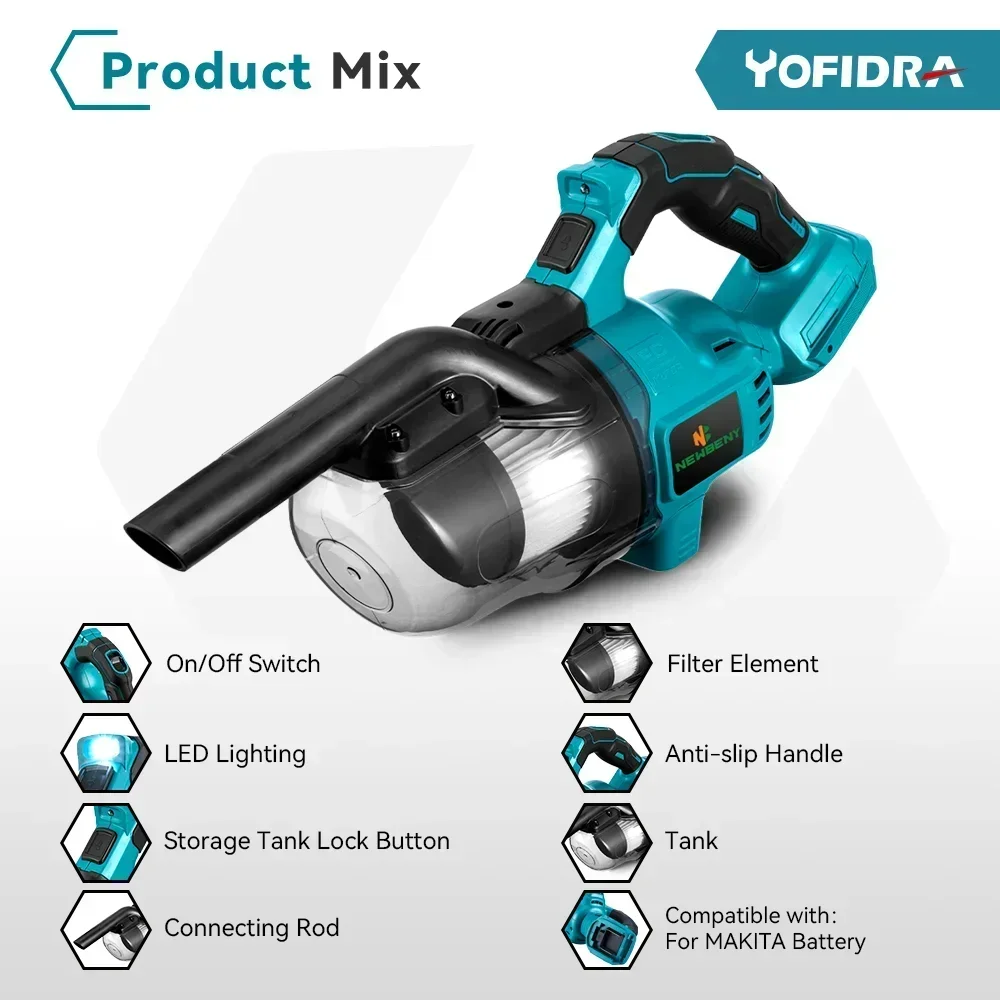 1000W Cordless Handheld Electric Vacuum Cleaner Powerful Rechargeable Household Indoor Cleaning Tools For Makita 18V Battery