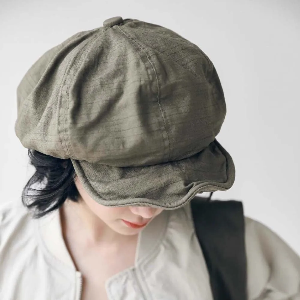 Asymmetric Cloud Beret Cap Big Head Circumference Japanese Style Retro Octagonal Hat Street Style Solid Color Women Artist Hat