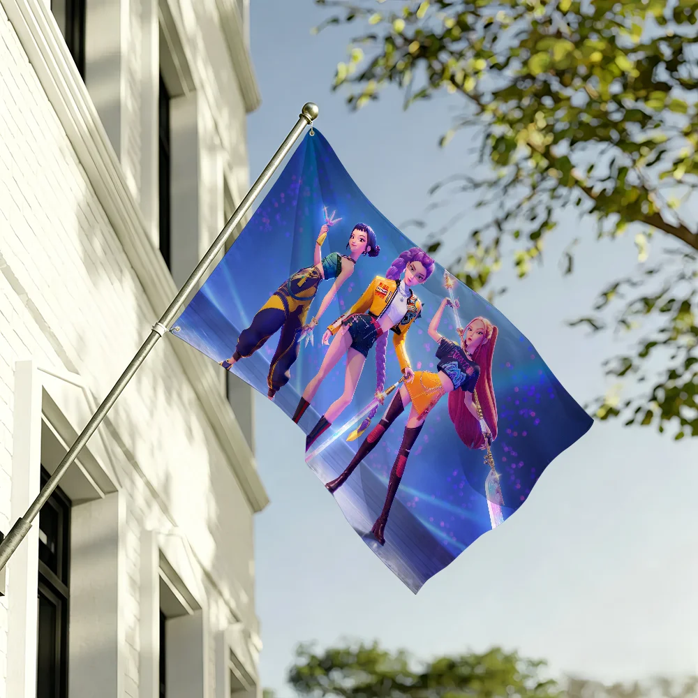 K-POP Cartoon-Flagge mit süßer Girlgroup für Wohnzimmer, Zuhause, Wohnheim, Dekoration, Wand, Outdoor, Camping, Party, Banner, Geschenke