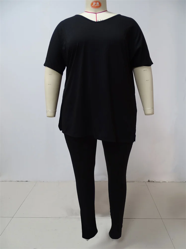 Wmstar-Conjunto de dos piezas de talla grande para mujer, ropa larga, mallas, traje a juego, trajes informales sólidos, venta al por mayor, 2023