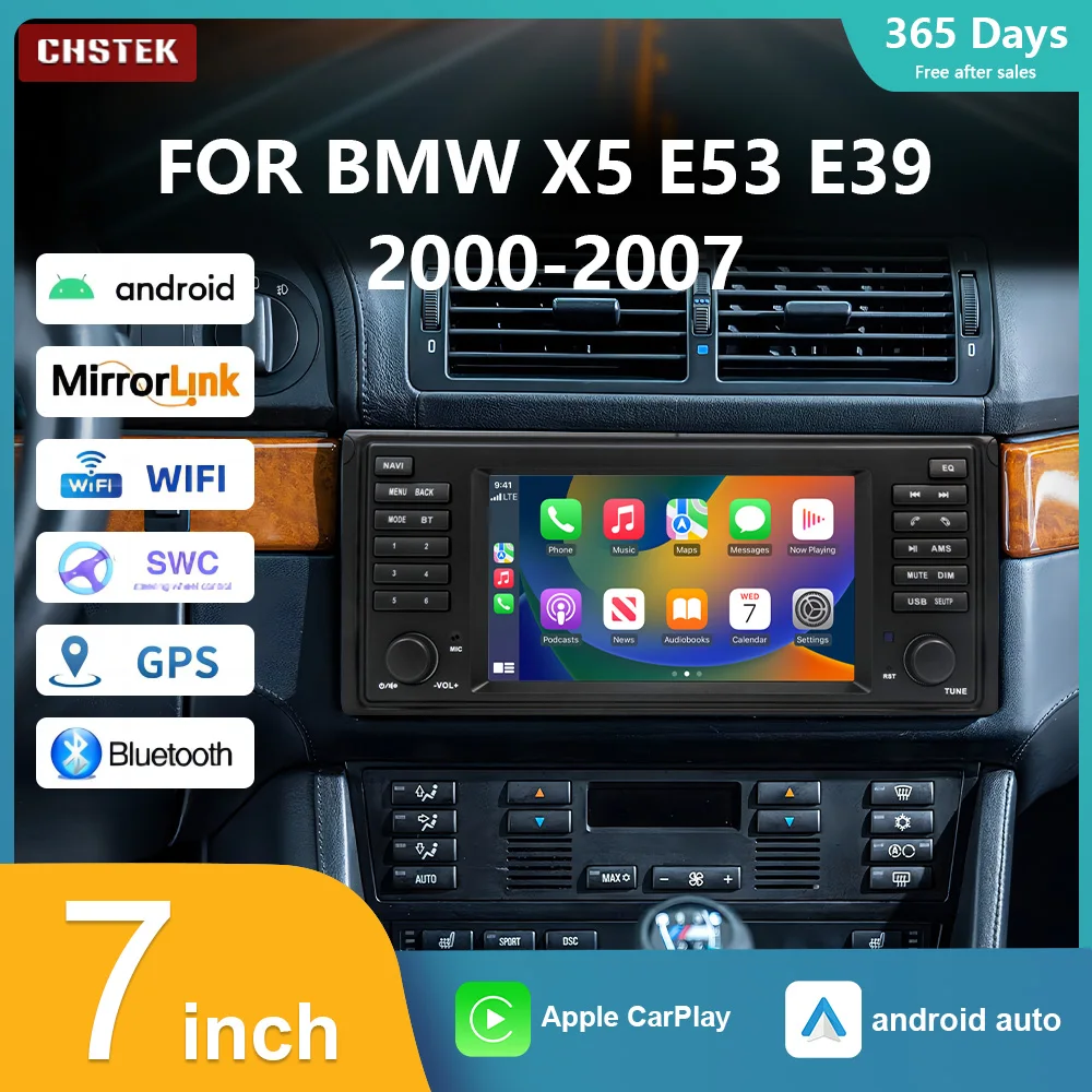 CHSTEK Car Radio Android 13 Qualcomm for BMW E53 5 Series E39 M5 1995-2003 Wireless CarPlay Navigation Multimedia Player WiFi 4G