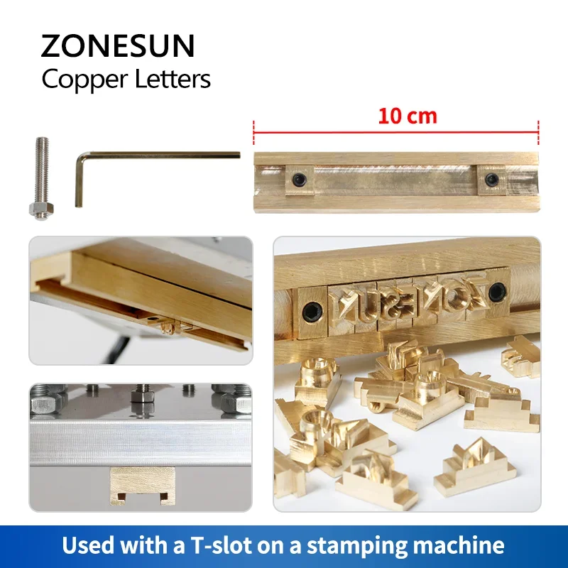 ZONESUN Custom Logo Alphabet Brass Press Letter Stamp Branding Leather Pencil Foil Stamping