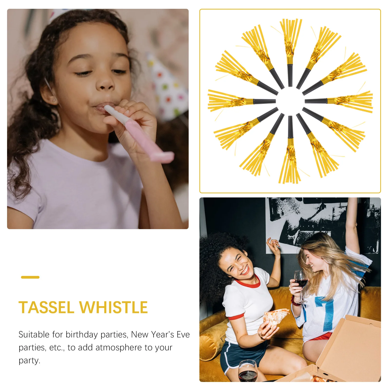 

12Pcs New Year Cheering Whistles Party Decorative Props Smooth Surface No Burrs Skin Friendly Unique Design Birthday Parties