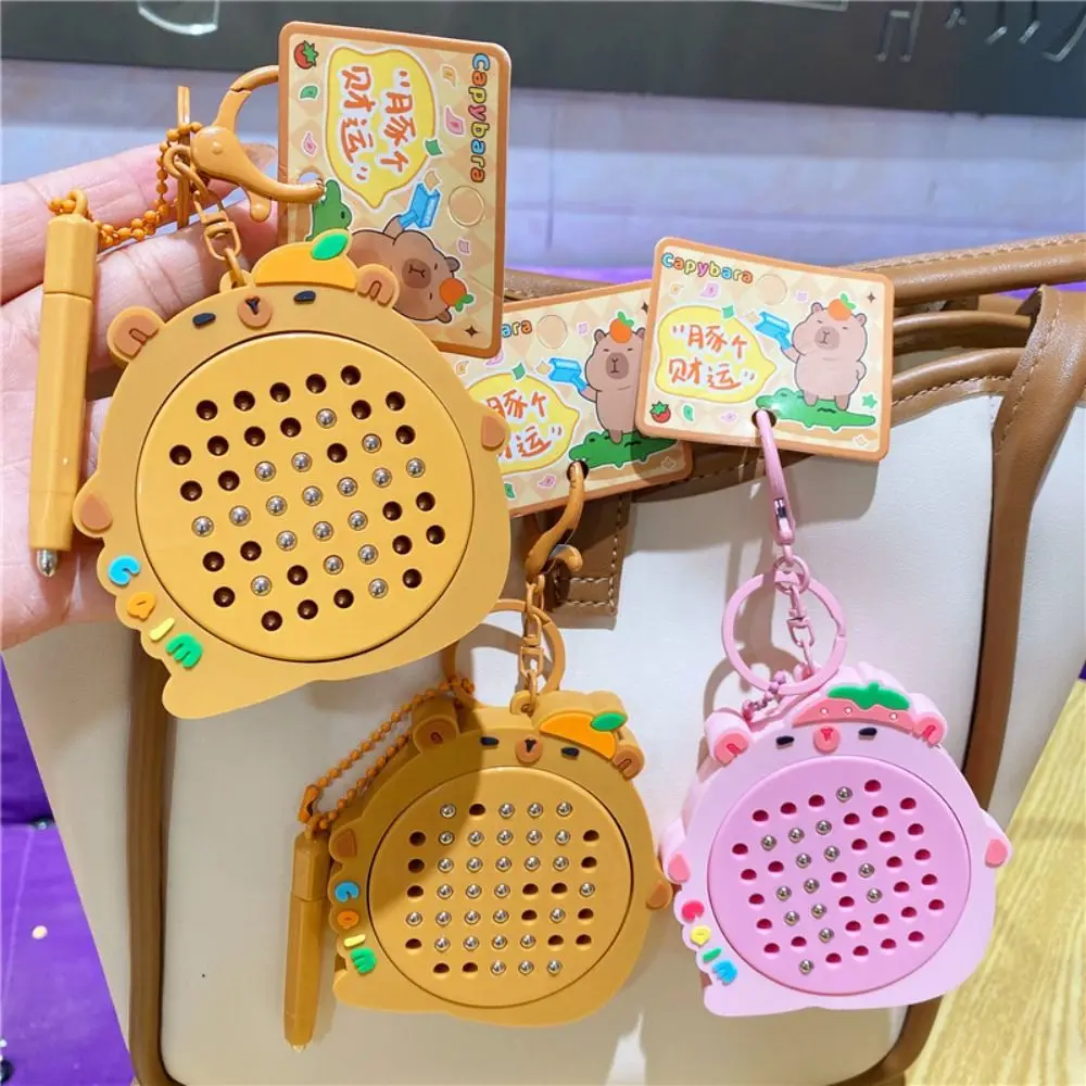 Capybara Magnetic Drawing Board Keyring DIY Relaxing Toy Mini Funny Keychain Preschool Montessori Drawing Toy Pendant Adult
