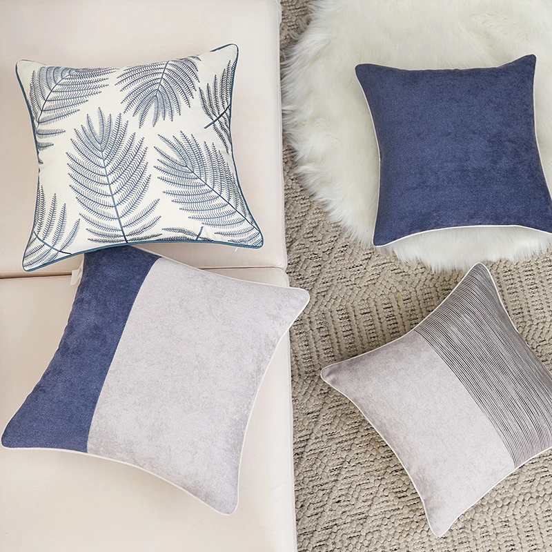 Cotton Linen Cushion Cover Luxury Decoration Pillow Case High Quality Embroidered Home Sofa Cushion Case 45x45 50x50CM