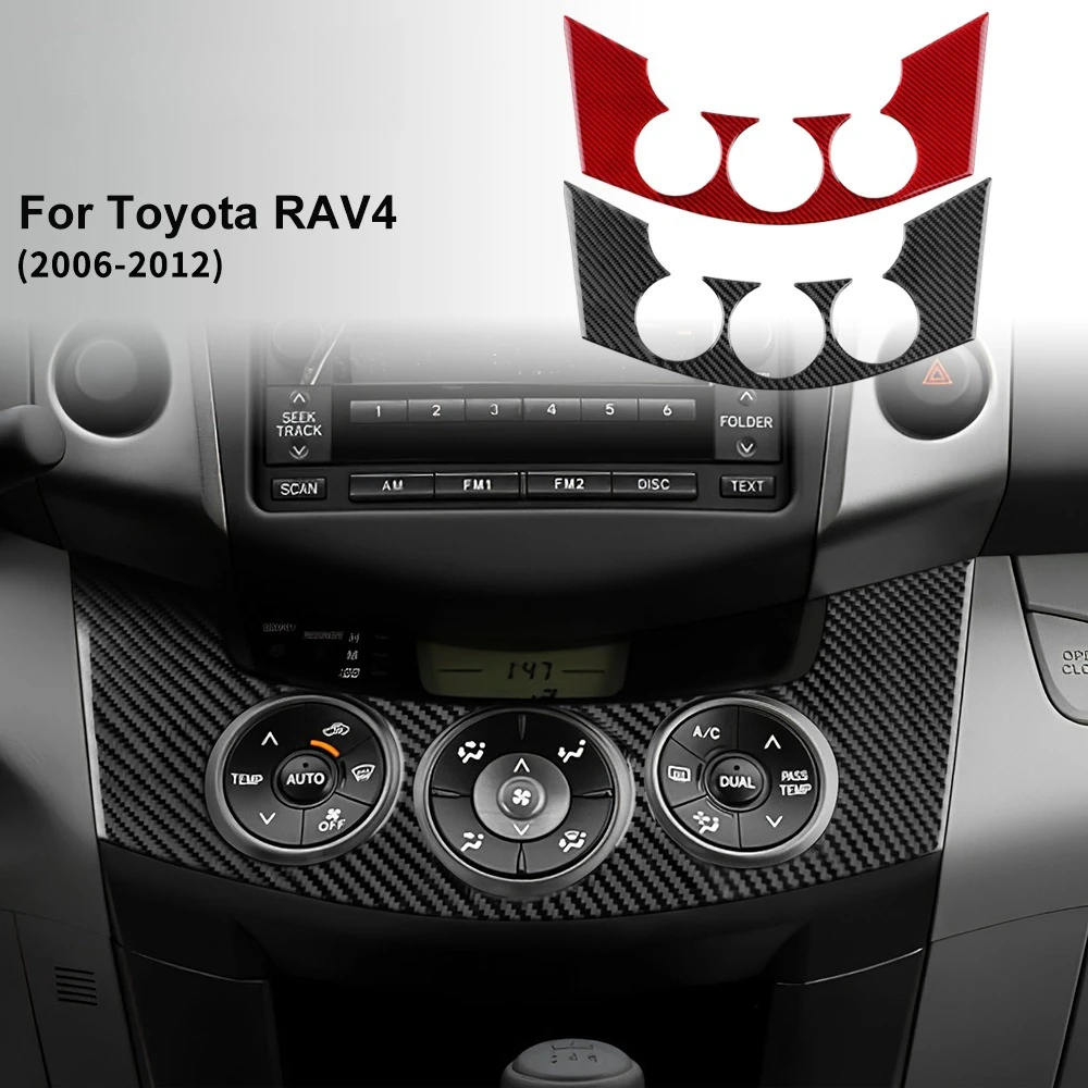 

Carbon Fiber AC Knob Frame Trim for Toyota RAV4 2006 2007 2008 2009 2010 2011 2012 LHD RHD Interior Accessories Decor Cover