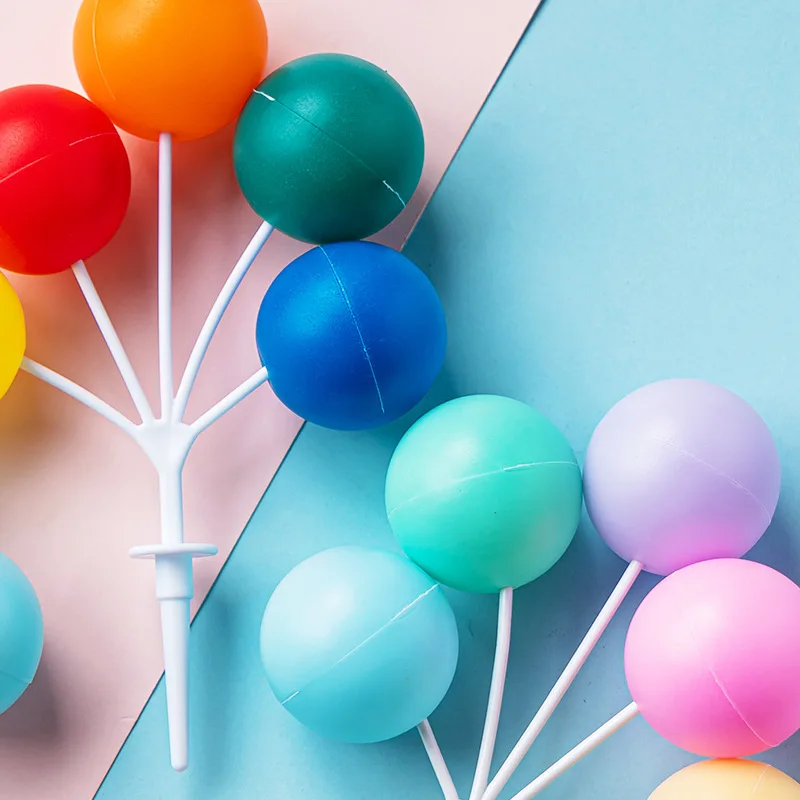 5 قطع من زينة الكيك: أوتار بالونات بلاستيكية ملونة غير صالحة للأكل، كرات مستديرة تحجب الألوان القديمة لتزيين طاولة حلوى أعياد الميلاد #3