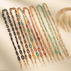 Fashion Acrylic Metal Beaded Glasses Lanyard Face-Mask Chain Colorful Anti-Drop Sunglasses Chain For Women Eyewear Holder Cord