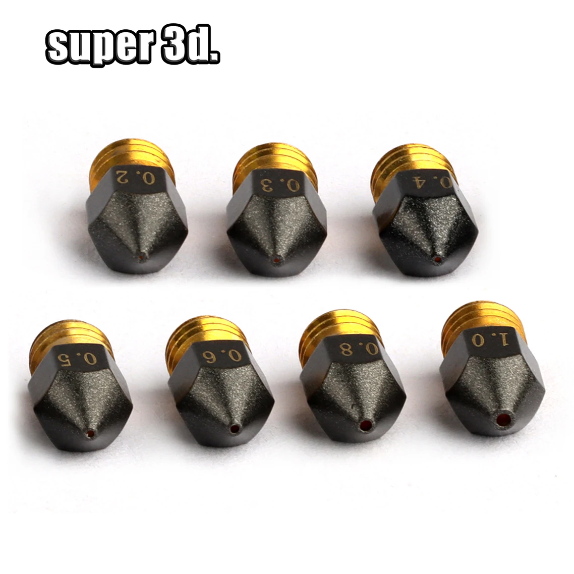 1/2/5 Stück MK8/E3D/Volcano Messing-PTFE-Düse, beschichtet, antihaftbeschichtet, Filament 0,2/0,3/0,4/0,6/0,8/1,0 mm, 3D-Drucker Ender 3, kostenloser Versand – Detail 14