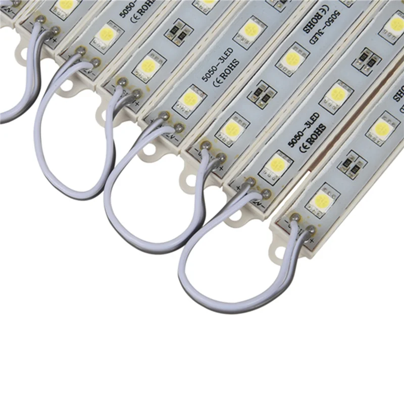 ABLJ 3 X 10Pcs 5050 SMD 3 LED 모듈 LED 스트립 스트링 라이트 방수 DC 12V 쿨 화이트