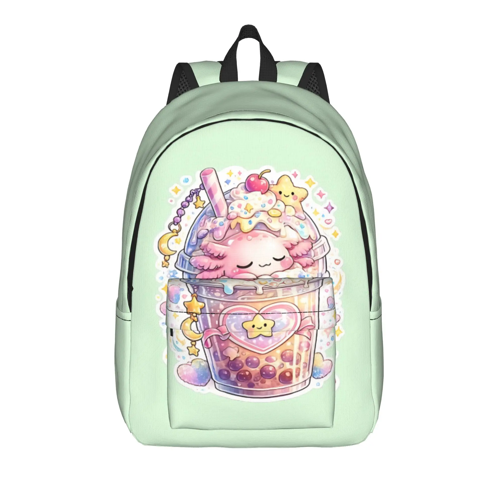 Back to school season Light Kawaii Axolotl Bubble Tea Sticker Bookbag Axolotls High School Students Knapsack Backpack