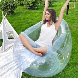 Transparent Inflatable Lounge Chair, Blow up Couch, Indoor and Outdoor Clear PVC Inflatable Single Sofa for Adult