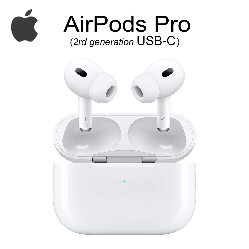 سماعة أذن Apple AirPods Pro الجيل الثاني USB‐C مع خاصية إلغاء الضوضاء النشطة MagSafe الأصلية المزودة بتقنية البلوتوث اللاسلكية