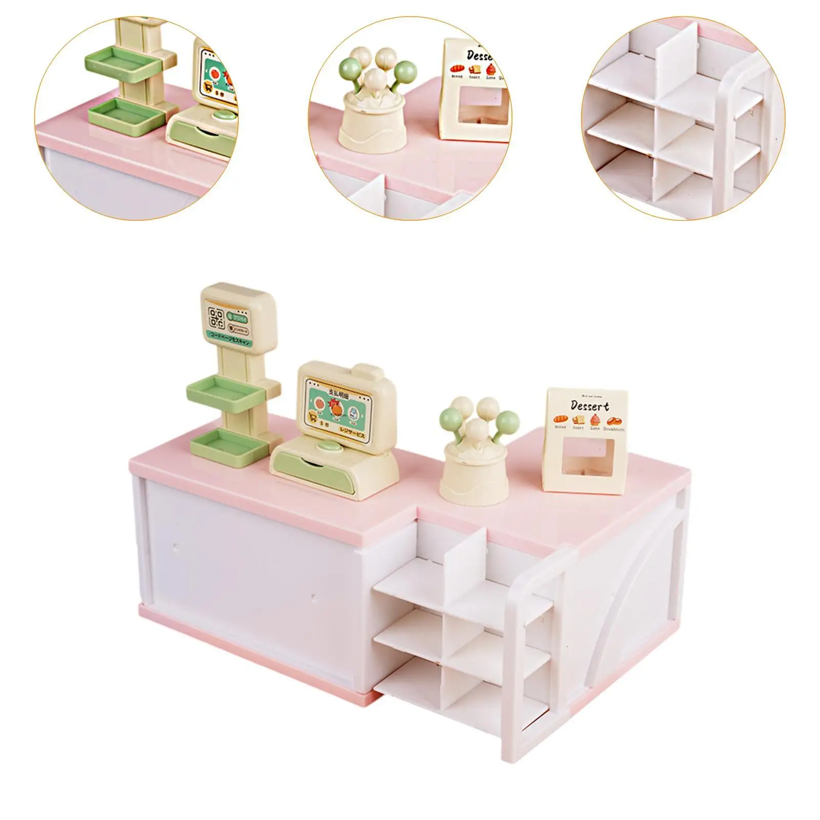 เครื่องบันทึกเงินสดขนาดเล็กสำหรับเล่นบ้านตุ๊กตา สเกล 1:12 สำหรับเด็กอายุ 3 ปีขึ้นไป