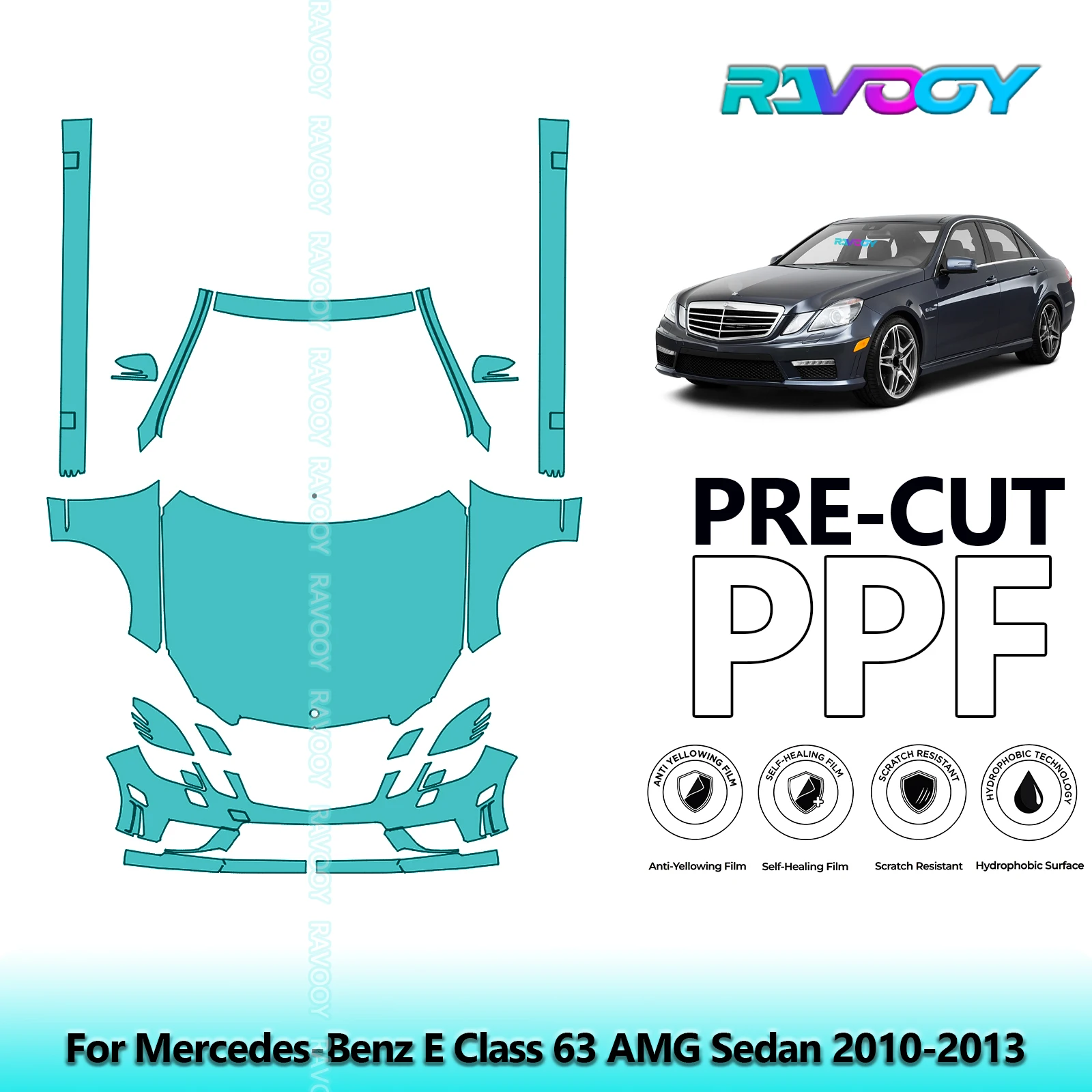 

Передний комплект + брюки, прозрачный бюстгальтер, предварительно вырезанная защитная пленка PPF для Mercedes-Benz E Class 63 AMG Sedan 2010-2013