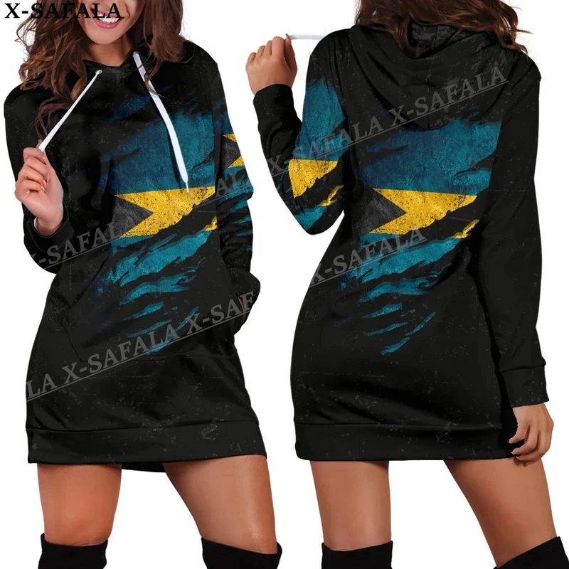 Love Bahamas Country Flag Wapenschild 3d Bedrukt Herfst Hoodies Jurk Voor Dames Vrijetijdskleding Met Lange Mouwen En Capuchon-1