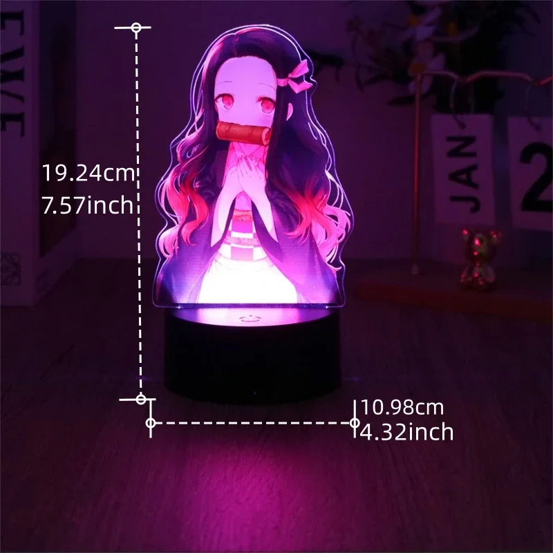 Anime Figures 3D Lamp Tanjirou Nezuko Zenitsu Led Night Light Remote Control Smart Touch Lamp Room Decor Birthday Christmas Gift