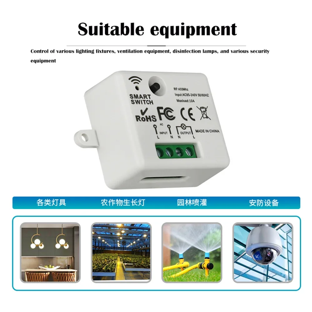 AC 110V 220V Wireless Remote Control Switch 1CH relay 433Mhz Receiver Module For learning code Transmitter Remote