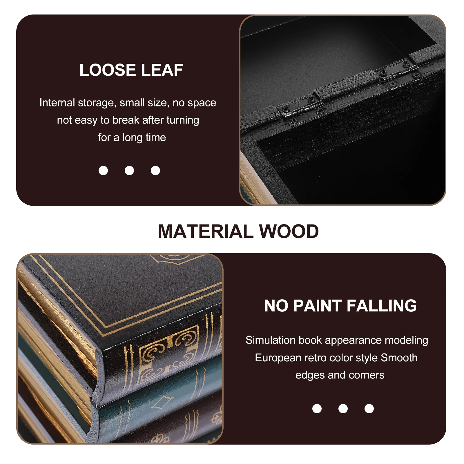 

2Pcs Simulation Book Ornaments Exquisite Wood Craft Perfect Home Decor Office Coffee Shop Display Props Simulation Book Ornament