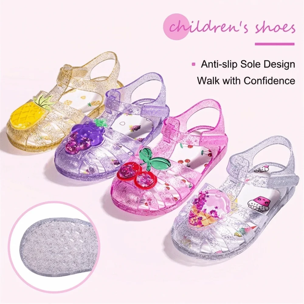 Cartoon Non Slip Jelly Sandals Wear Resistant Soft Sole Slide Shoes Waterproof Transparent Summer Beach Shoes Summer Season