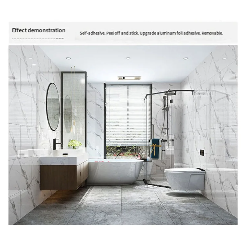 TKOH-Self-Adhesive Floor Stickers Marble Style Thickened PVC Flooring Mats Wear-Resistant Easy To Install For Household Use