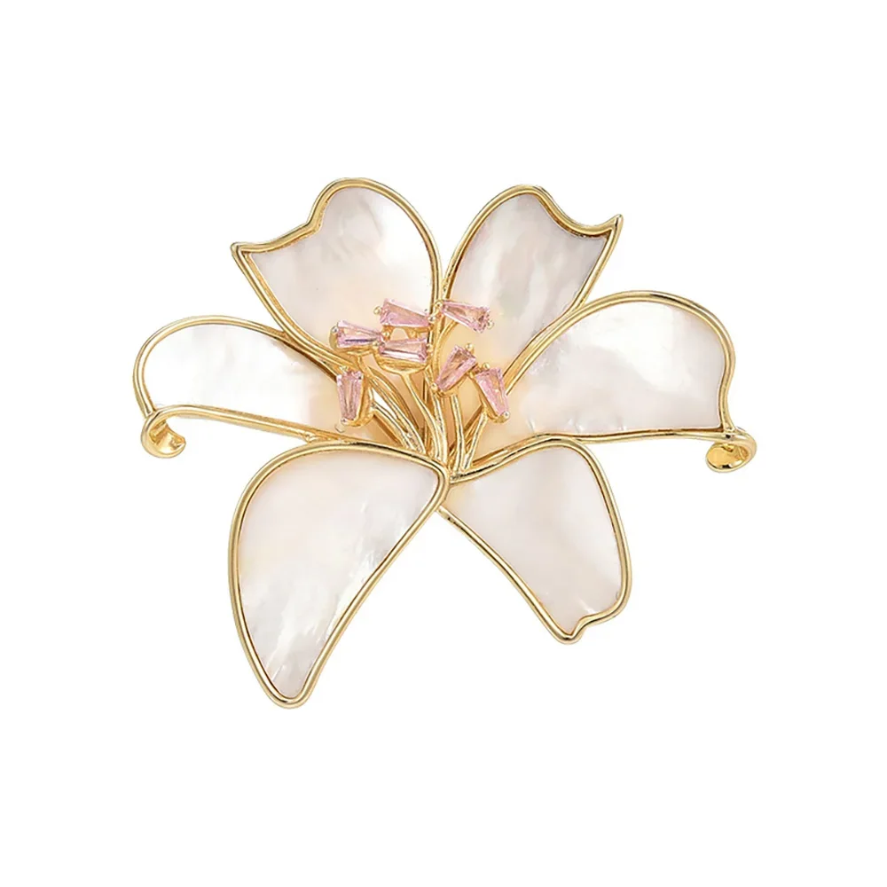 white lily Flower Brooch for Women Brooches Elegant Clothes Pins ladies High Quality Jewelry Wedding bridesmaid Accessories Gift