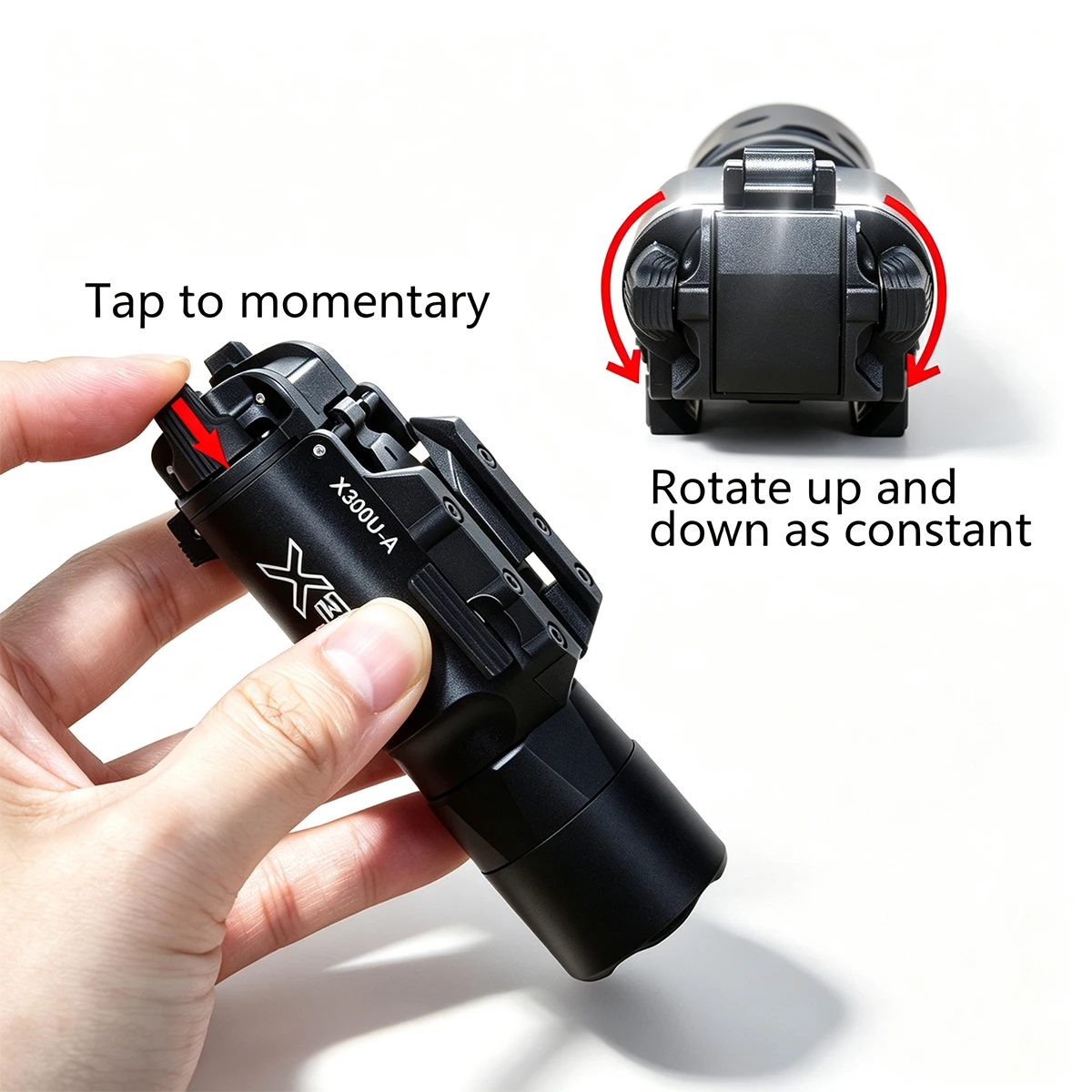 X300 X300U Ultra X300V XH35 Surefire Tactical Pistol Flashlight Metal Hanging LED Strobe Gun Light Fit Shooting Accessory